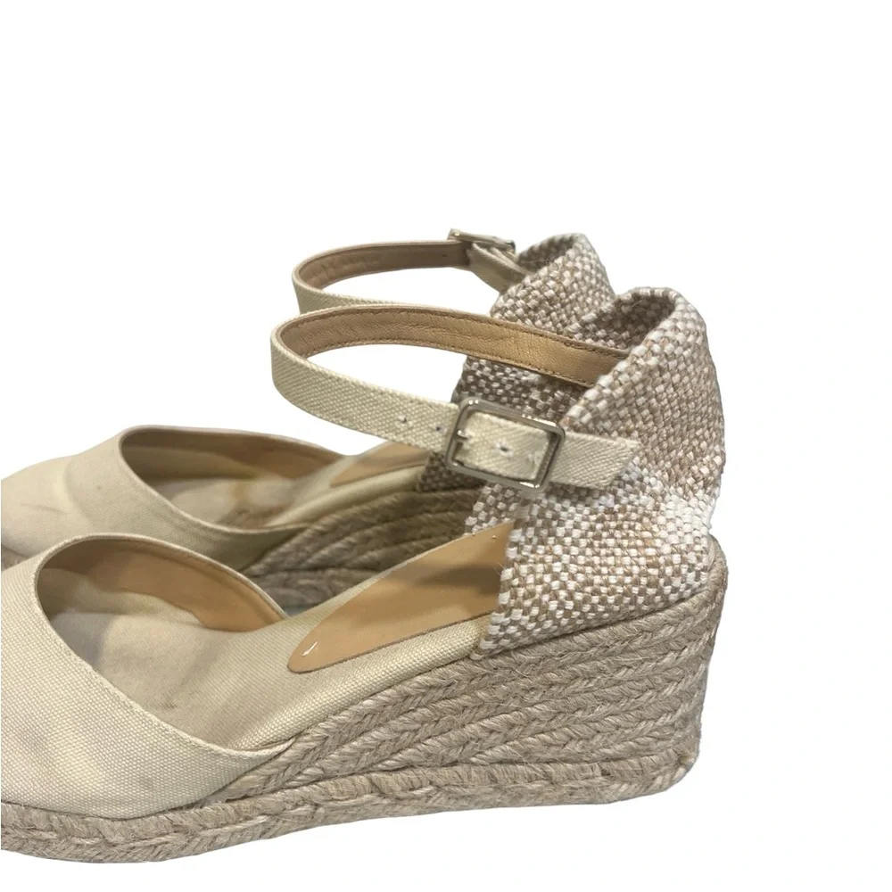 Castaner Cream Espadrille Wedge Sandals with Ankle Strap 40 US 9